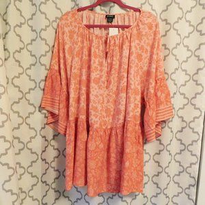 Evans Pink & /Salmon Peasant Top - 22/24 (NWT)